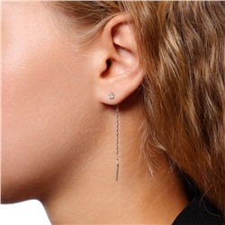 Серьги с фианитом родированные серебро 925*