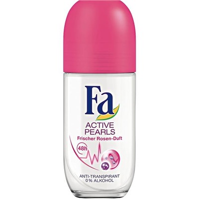 Fa Deo Roll-On Active Pearls frischer Rosen-Duft Шариковый дезодорант Активные жемчужины Аромат розы сильная защита  50 г