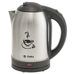 Чайник DELTA DL-1333 нерж черный Coffee time  1500Вт. 2 литра (12)