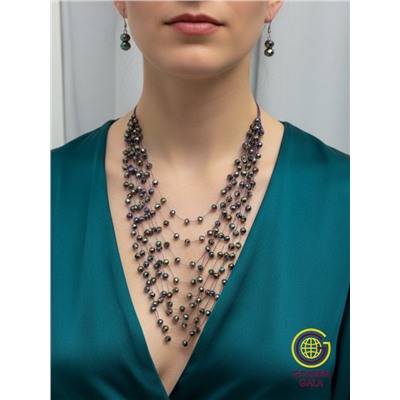 Комплект бижутерии "Хрустальная россыпь" , цвет фиолетовый хамелеон