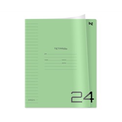 Тетрадь 24л. линия BG "UniTone. Green", пластиковая прозрачная обложка