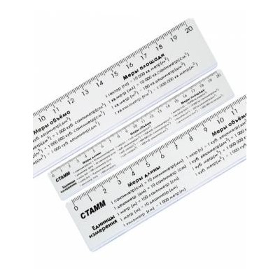 Линейка пластик 20см Единицы измерения ЛС01 /20/Россия