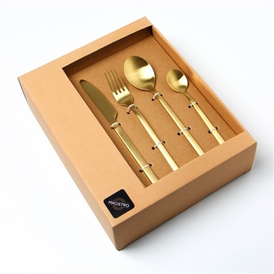 Набор столовых приборов Magistro «Оску стандарт», 12 предметов, нержавеющая сталь, золотистый