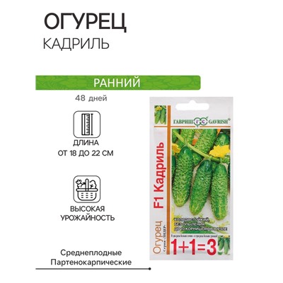 Семена Огурец "Кадриль", F1, корнишон, серия 1+1, 20 шт