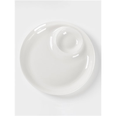 Блюдо с соусником Доляна White Label, d=25 см, фарфор, белое