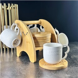 140-057 Кофейный набор 12пр. 180 мл BAMBOO на подставке в под.уп.(х8)Фарфор