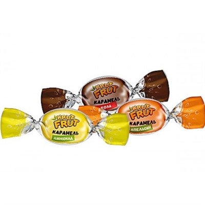 Карамель KrutFrut с шипучей начинкой кола,апельсин,лимон 500г/KDV