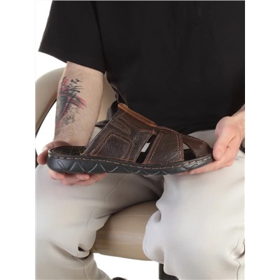 P2322-10 BROWN Тапочки мужские (натуральная кожа)