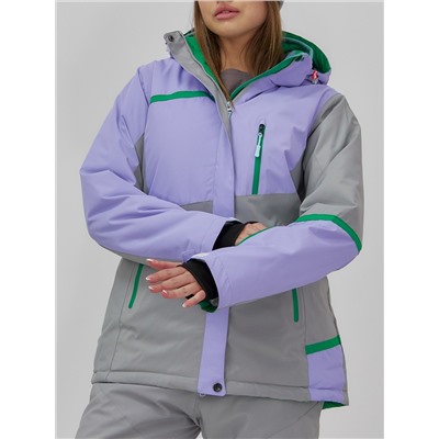 Гоннолыжная куртка женская зимняя сиреневого цвета 709Sn