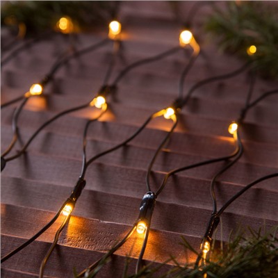Гирлянда «Сеть» 2 × 1.5 м, IP44, УМС, тёмная нить, 192 LED, свечение тёплое белое, 220 В