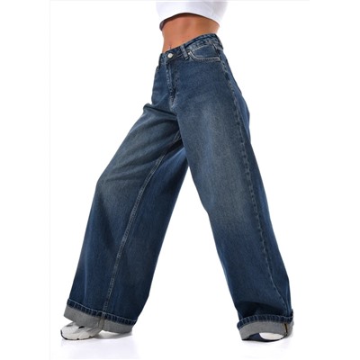 Женские джинсы широкие с подворотом CRACPOT
