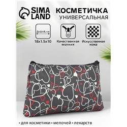 Косметичка-пенал на молнии, плоская, маленькая, с принтом, чёрная