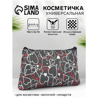 Косметичка-пенал на молнии, плоская, маленькая, с принтом, чёрная