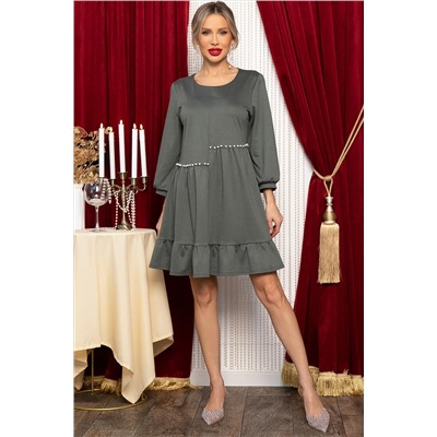 Платье бохо трикотажное Млада (темно-оливковое) П14412-8М