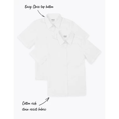 2pk Girls' Slim Fit Non-Iron School Shirts (2-18 Yrs)