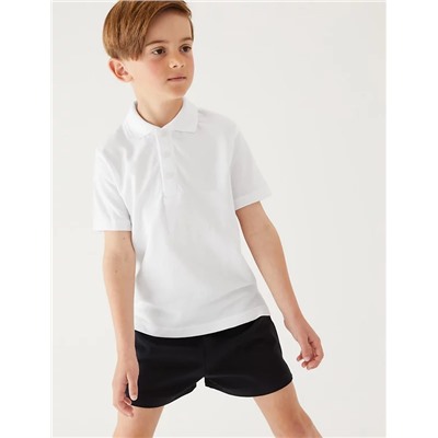 2pk Unisex Easy Dressing School Polo Shirts (3-18 Yrs)
