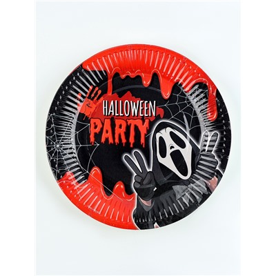 Посуда одноразовая бумажная для праздника Halloween party, 6 тарелок, 6 стаканов