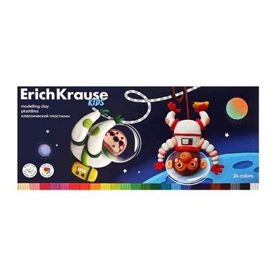 Пластилин 24 цвета, 432 г, ErichKrause "Kids Space Animals", со стеком, в картонной упаковке