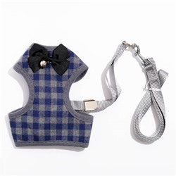 Комплект амуниции с мягкой шлейкой, М, поводок 120×1 см, ОШ 28-48 см, ОГ 32-52 см, серый