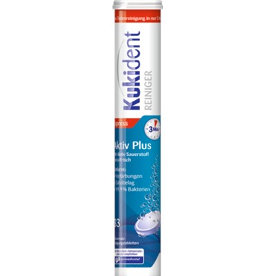 Kukident AktivPlus Чистящее средство для зубного протеза таблетки, 33 шт