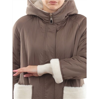 2639 DK. BEIGE Пальто двухстороннее женское еврозима (100 гр. холлофайбер, искусственный мех)