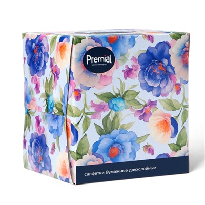 Салфетки «Premial» косметические 2-слойные в коробке Нон стоп, 70 шт. МИКС