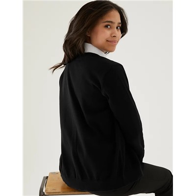 Girls' Pure Cotton School Cardigan (9-18 Yrs)