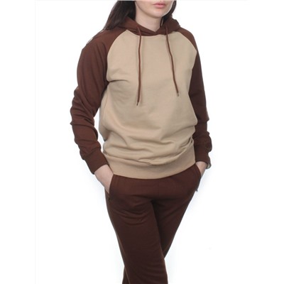 NOE103 BROWN/BEIGE Костюм спортивный женский (хлопок 90%, полиэстер 10%)