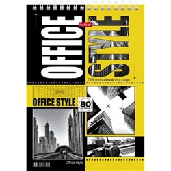 Блокнот на спирали А5 80л клетка "Office Style" с жесткой подложкой (081831) 29922 Хатбер