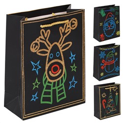 Пакет подарочный НГ 18*23*9 Новый год 210г/м2 ассорти 4 вида КОКОС 231830/12/Китай