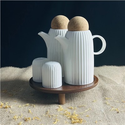 235-098 Набор солонок и бутылки для масла/уксуса 4пр. на подставке TROPICAL в под.уп.(х16)Фарфор