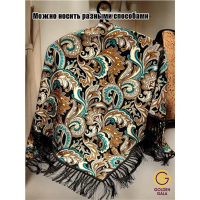 Косынка теплая на флисовой подкладке с бахромой Арт 2347/8