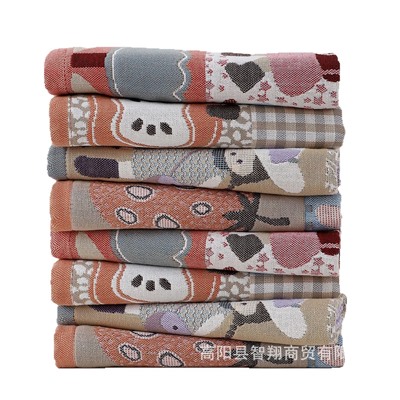 Gauze cotton towel for face washing, cartoon children's scarf