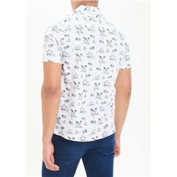 Short Sleeve Printed Linen Shirt