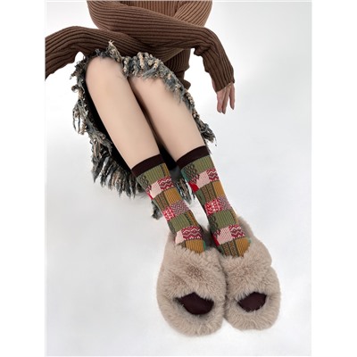 Autumn retro Japanese cotton knee socks for men and women, mid-length