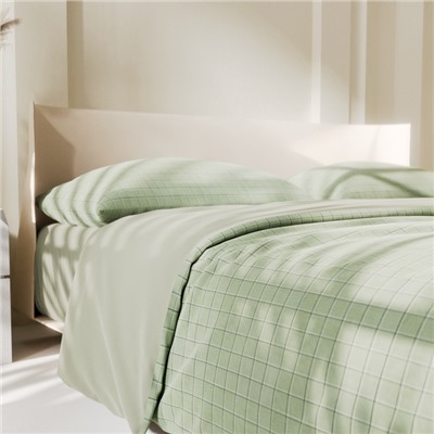Постельное бельё Этель дуэт Green cage 150х215см-2 шт, 225х240см, 50х70±3 см-2 шт, новосатин