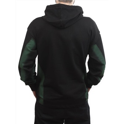 2649 BLACK/GREEN Толстовка мужская (75% хлопок, 20% полиэстер, 5% спандекс)