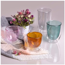 СТАКАН С ДВОЙНЫМИ СТЕНКАМИ "DOUBLE-WALL" 250 МЛ. ДИАМЕТР=8,5 СМ. ВЫСОТА=9 СМ (КОР=48ШТ.)