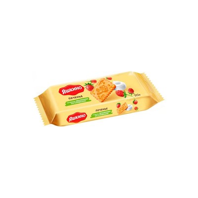 «Яшкино», печенье со вкусом земляники со сливками, 215 г
