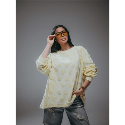 Свитшот Ребекка махра сердца сливочное масло Лт