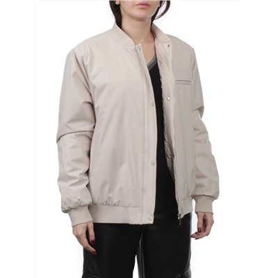 H24-608 LT. BEIGE Куртка бомбер демисезонная женская (100 гр. синтепон)