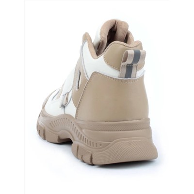 05-P51-2Z BEIGE Кроссовки женские зимние (натуральная и искусственная кожа, шерсть)