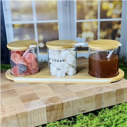 160-233 Набор для специй 3пр. с ложками на подставке в под.уп.(х24)Стекло