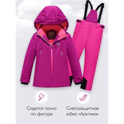 Горнолыжный костюм зимний для девочки малинового цвета 9420M