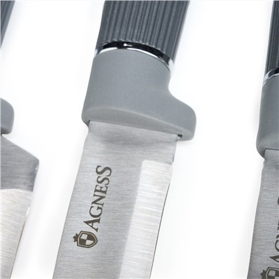 НАБОР AGNESS ИЗ 12ПР: 5 НОЖЕЙ,ДОСКА,ПОДСТАВКА,ПОЛОВНИК,ЛОЖКА,ЛОПАТКА,ШУМОВКА,ЛОЖКА ДЛЯ СПАГЕТТИ