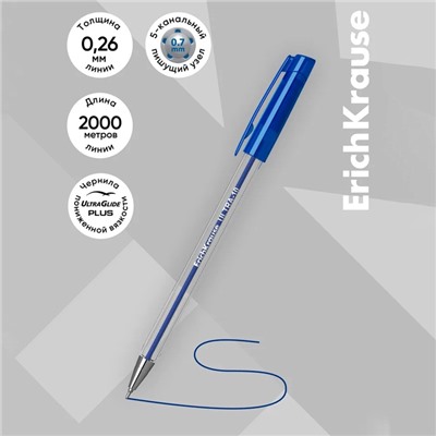 Набор ручек шариковых 3 штуки, ErichKrause ULTRA-10 Stick Classic, узел 0.7 мм, чернила синие, длина линии письма 2000 метров