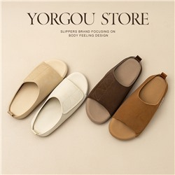 Yuangang 2025 new beef tendon sole slippers for women in spring and summer home indoor anti-slip anti-odor soft sole office for men in four seasons