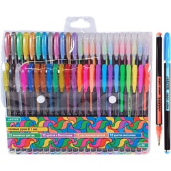 Набор ручек гелевых 48цв "deVENTE. Neon Black"  1мм 5051015/Китай