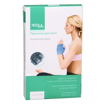 Medolla Перчатки для йоги противоскользящие 4042PY-D, 1 пара, серый