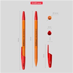 Ручка шариковая ErichKrause R-301 Orange Stick, узел 0.7 мм, чернила красные, длина линии письма 2000 метров, штрихкод на ручке